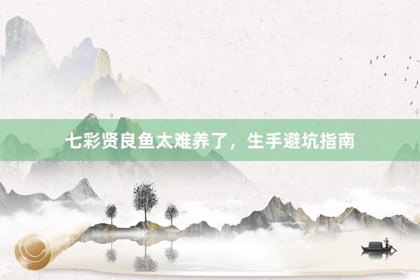 七彩贤良鱼太难养了，生手避坑指南